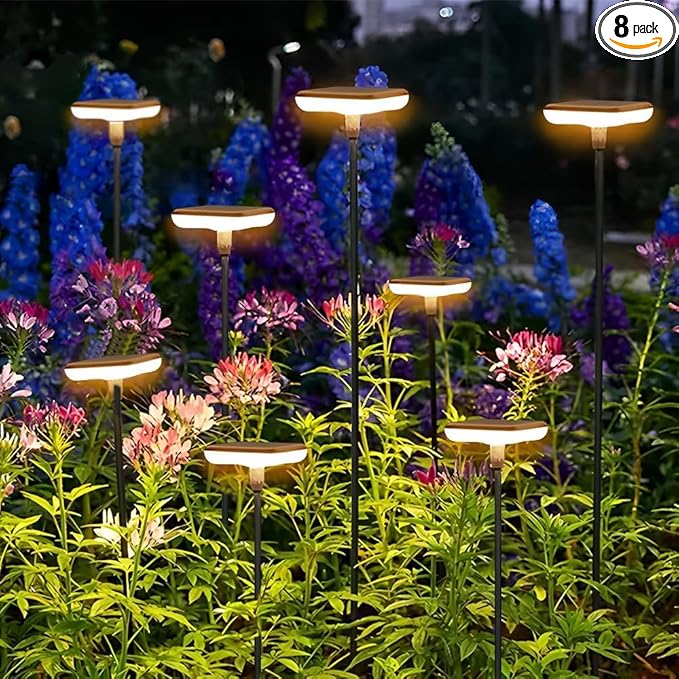 Solar Pathway Light Solar Lights Outdoor Garden Solar Landscape Lights 34LM Bright Up to 12H IP65 Waterproof Auto On/Off for Walkway Outside Yard Path Patio Lawn Flower Decorations (8, Warm white)