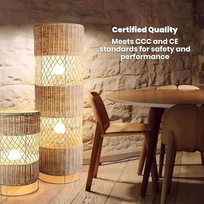Contemporary Japanese Rattan LED Floor Lamp - Zen Style Lighting for Home 31.4"