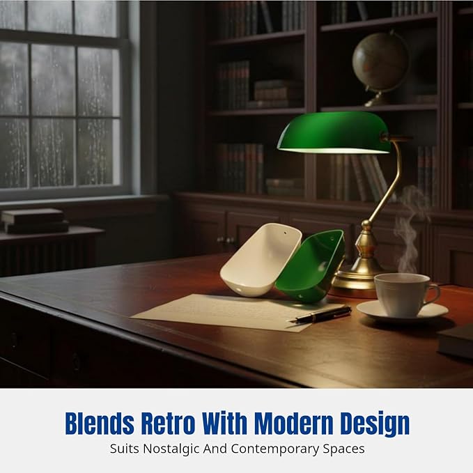 Qianly Bankers Lampshade Accessories Retro Style Replacement Tabletop Home Decor Antique Cover Lamp Shade for Bedroom Reading Window Centerpieces, Green