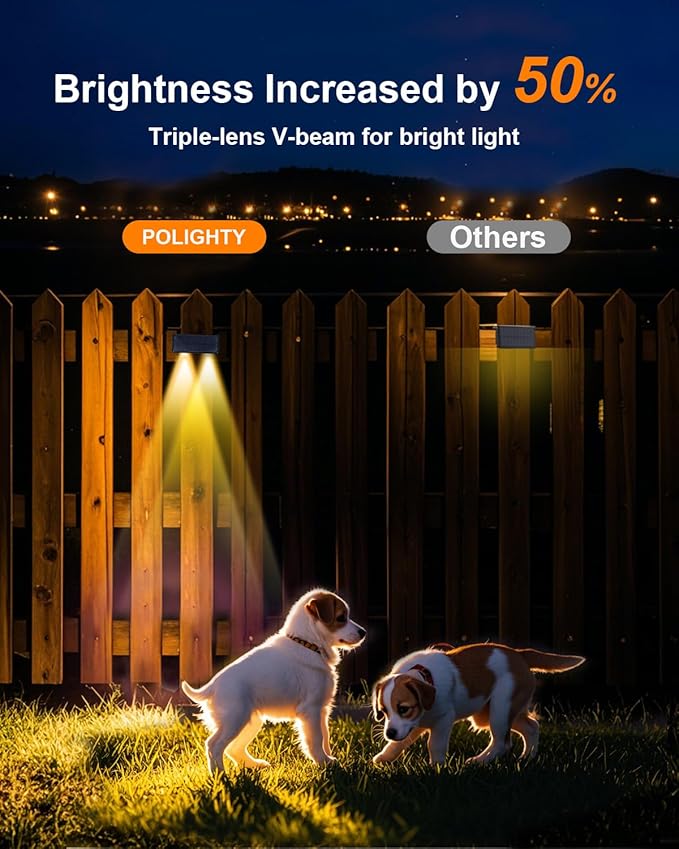 Solar Fence Lights Outdoor Waterproof LED Spot Lens for Step, Wall, Deck, Patio, Yard, Rail, Garage, Pool, Stair, Balcony, Walkway, Garden Landscaping Enhanced Security Easy Install Warm White 8 pack