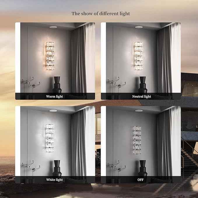 6 Layer Chrome Crystal Wall Sconce, Elegant Modern Luxury Light Fixture, Suitable for Bathroom, Stairway, Kitchen, Living Room, Bedroom, Hallway - 60W