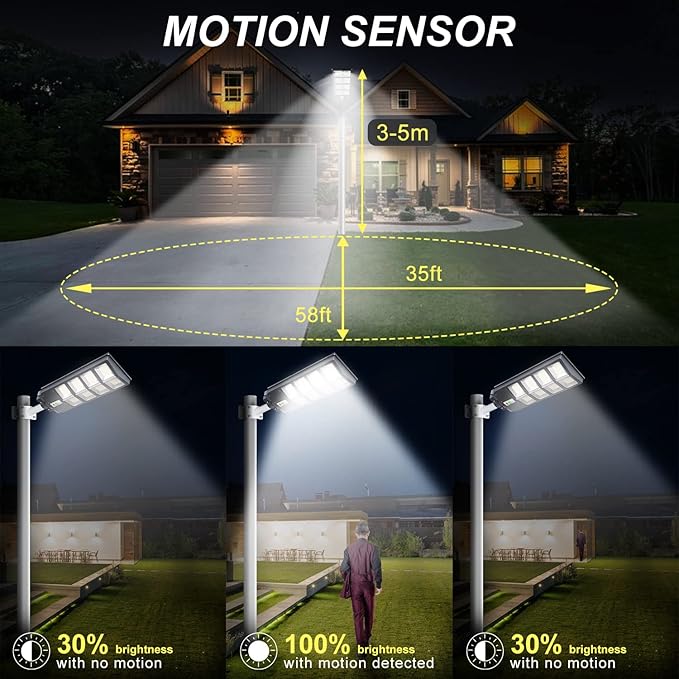 500W Solar Street Lights Outdoor, 360 LED 6000K LED Flood Outdoor Solar Powered with Motion Sensor and Dusk to Dawn,IP65 Waterproof for Parking Lot, Yard, Garden,Patio, Driveway