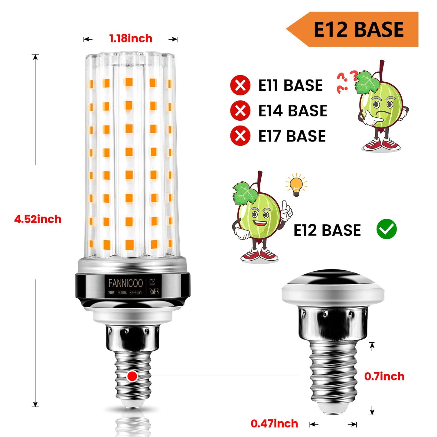 E12 LED Bulbs (4 Count)