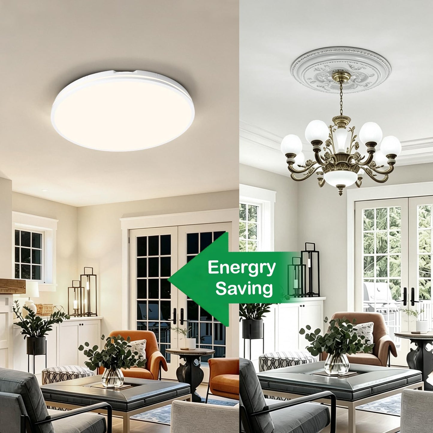 2Pack 16in 3CCT Round White Kitchen Flush Mount Light 40W 4000LM