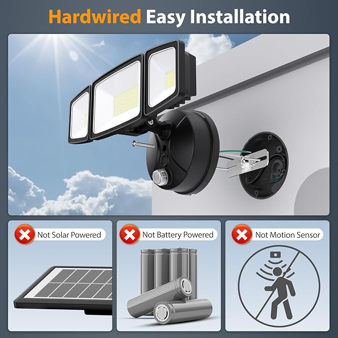 Onforu 70W LED Dusk to Dawn Flood Lights, 7000LM Black Exterior Security Outdoor Lighting,IP65 Waterproof Outdoor 3 Adjustable Heads Photocell Light Fixture,6500K Floodlight for Garage,Patio,Yard