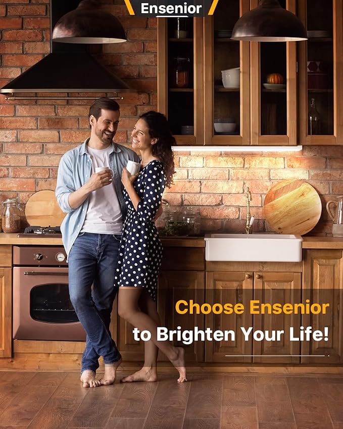 Ensenior 12 Inch LED Under Cabinet Lighting Hardwired or Plug-in Installation, 5CCT Color Selectable - 2700K/3000K/3500K/4000K/5000K, Dimmable Under Counter Lights for Kitchen, FCC, 120V, 8W 500LM