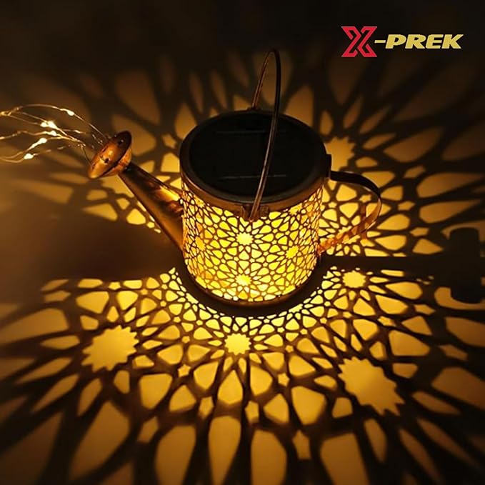 X-PREK Solar Garden Lights Outdoor Lanterns Decoration, Metal Solar Watering Can Lights Outdoor Waterproof, Small Patio Light Yard Lawn Pathway Decor Lamps, Gardening Gifts for Women Mom Grandma