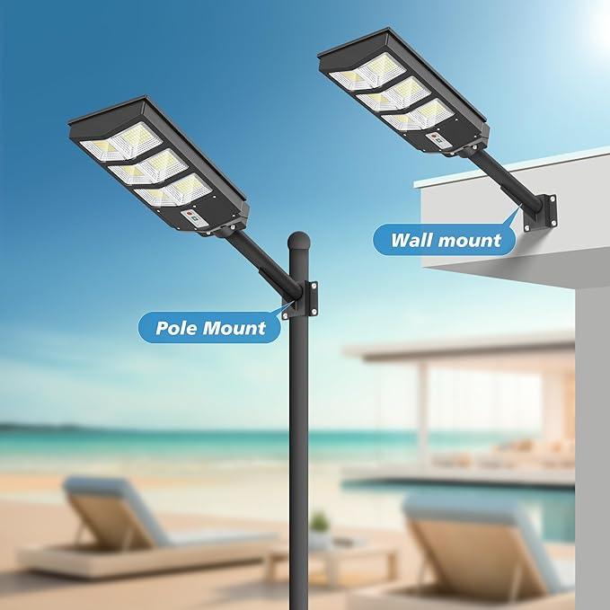 Sunwish Solar Street Lights Outdoor 6500K Solar Lights Outdoor Motion Sensor, Commercial Parking Lot Light Dusk to Dawn with Remote Control, Waterproof IP66 Street Light for Yard(4 Pack)