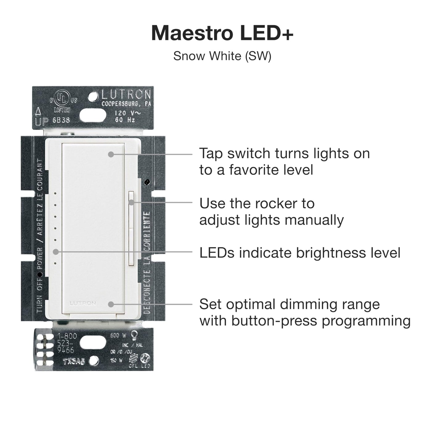 Maestro LED+ Dimmer Switch for Dimmable LED