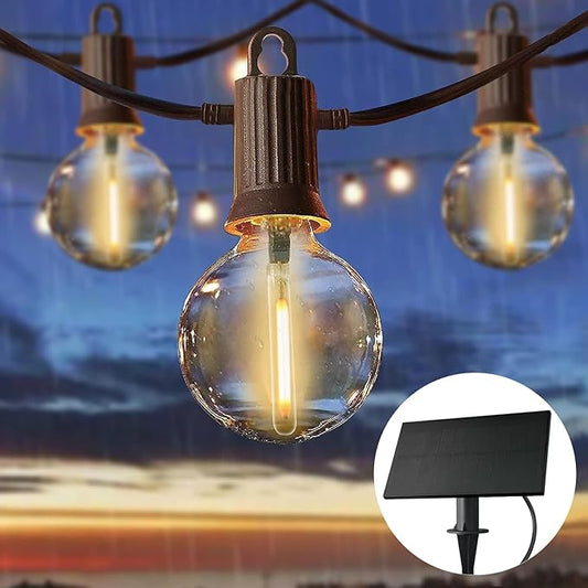 ZOTOYI Solar Outdoor String Lights 50FT, Waterproof with USB Port, G40 Globe Solar Patio Light with 26 Edison Bulbs, Shatterproof Hanging Lights for Porch Backyard Pergola Bistro