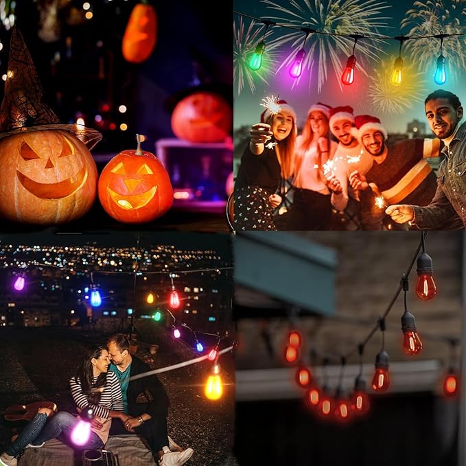 15 Pack S14 LED Bulbs Red Christmas Replacement Bulb 1W LED String Light Bulbs Vintage LED Edison Bulb E26 Base Plastic Decorative Bulb Filament String Lights for Outdoor Patio Home Decor(Red)