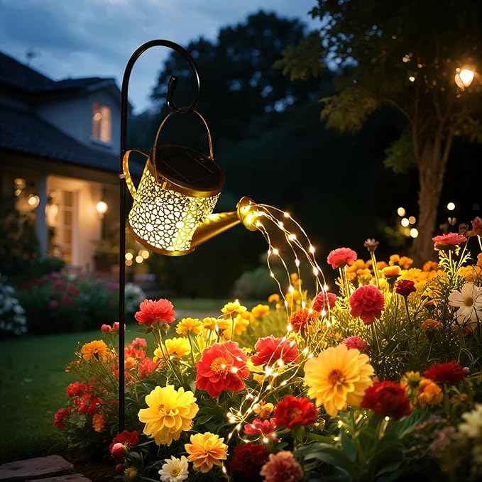 X-PREK Solar Garden Lights Outdoor Lanterns Decoration, Metal Solar Watering Can Lights Outdoor Waterproof, Small Patio Light Yard Lawn Pathway Decor Lamps, Gardening Gifts for Women Mom Grandma