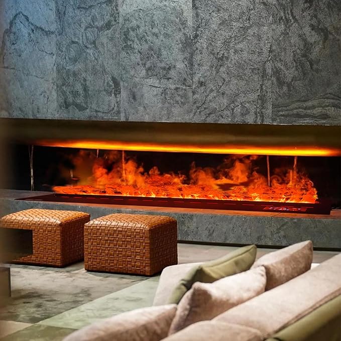 Water Vapor Fireplace 36-in 3D Atomizing Fireplace Recessed Electric Fireplace Remote Control with Timer Touch Simulation Flame Touch Flame Multiple Colors and Flame Adjustment