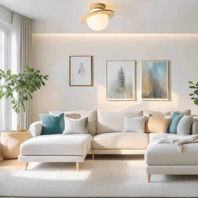Modern Nordic Ceiling Light, Creative Planet Ceiling Lamp, 3-Color Dimming Saturn Ball Solid Wood Flush Mount Lighting Fixture, Close to Ceiling Lamp, for Nursery Bedroom Hallway