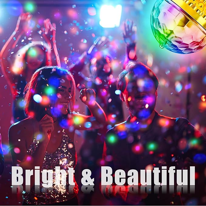VAIPI 2 Pack Disco Ball Light Disco Ball Diffuser Colorful Rotating Magic Ball Lamp Bulb Rotating Stage Plug in Rotating Stage Lights with E27 Sockets LED DJ Strobe Lights 6W RGB Projector Effect Lamp