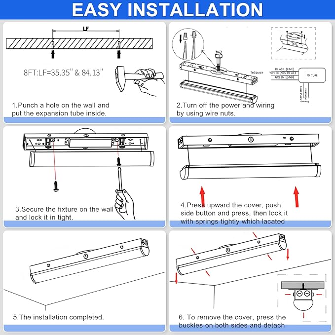 4FT LED Linear Strip Lights with Emergency Battery, 24W/32W/40W Selectable, 3CCT 3500K/4000K/5000K, Dimmable LED Shop Light, DLC ETL Listed Commercial Garage Ceiling Fixtures, AC100-277V (4 Pack)
