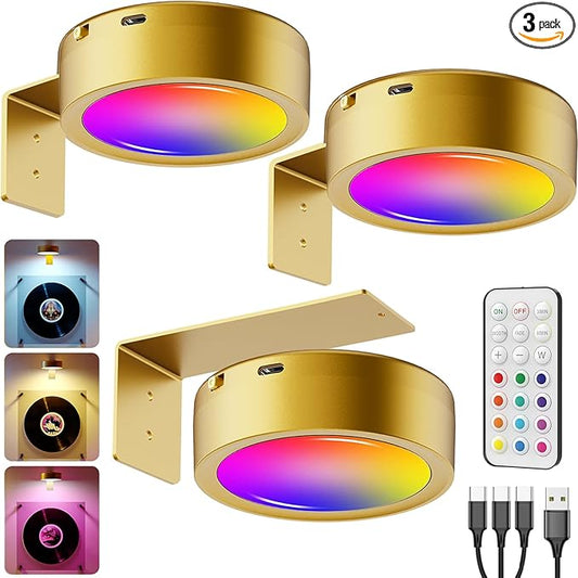 Wireless Picture Lights for Wall Art, 3 Pack 2600mAh USB Rechargeable RGB LED Frame Lights for Paintings Remote Gallery Light Battery Operated Accent Spotlight for Poster Photo Display Artwork Decor