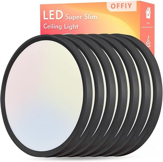 6PK 15.8 Inch Led Ceiling Light Flush Mount, 34W, 3060LM, 3000K/4000K/6000K CCT Selectable Super Slim LED Ceiling Light, Close to Ceiling Round Flat Panel Light for Hallway, Bedroom,Kitchen ect - Aura Lighting