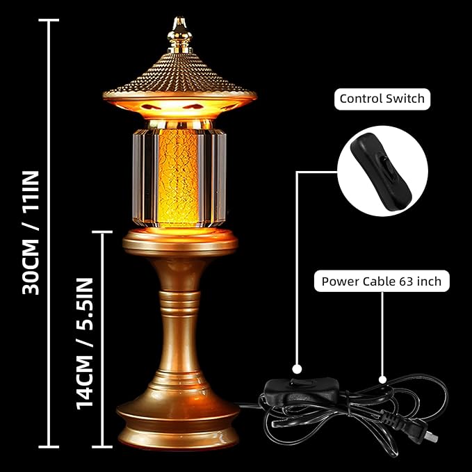1 Pair-7 Color LED Lotus Flower Lamp - Crystal Palace Lotus Buddhist Lamp Lights, Buddha Lamp Light with Adjustable Switch for Buddhist Occasions, Supplies Meditation Buddhist (10 inch)