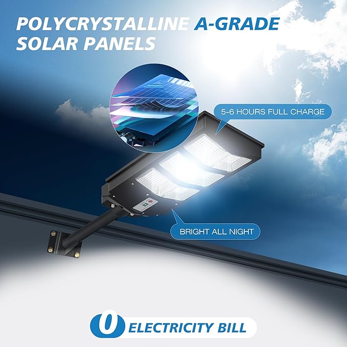 Sunwish Solar Street Lights Outdoor 6500K Solar Lights Outdoor Motion Sensor, Commercial Parking Lot Light Dusk to Dawn with Remote Control, Waterproof IP66 Street Light for Yard(4 Pack)