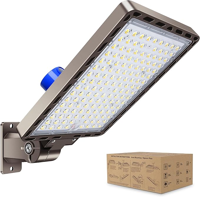 350W LED Parking Lot Light Outdoor:Arm Mount 52500LM Super Bright Dusk to Dawn LED Shoebox Lighting Commercial 5000K 100-277V IP65 Waterproof Wall Floodlights for Park,Stadium,Barn,Yard