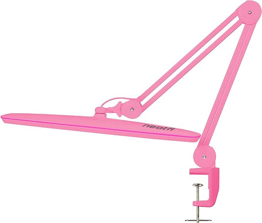 Neatfi XL 2,200 Lumens LED Desk Lamp, 23 Inches 24W, Adjustable Arm, Dimmable, Eye Caring, Nail Light for Home, Office, Study Lamp (Non-CCT with Clamp, Pink) - Aura Lighting