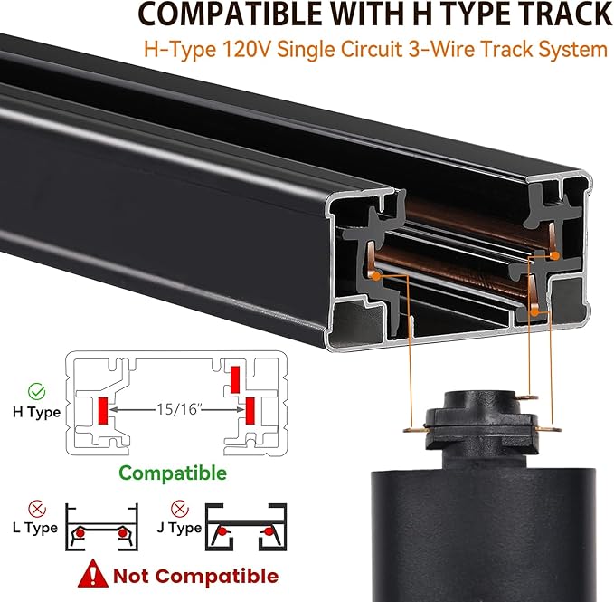 Bulb Replaceable 7.5W H Type Track Lighting Heads, Dimmable Bright 5500K Cool White, Flicker Free CRI90+ 45° LED Track Lighting Fixtures for Accent Task Wall Art Exhibition, Black 16 Pack - Aura Lighting