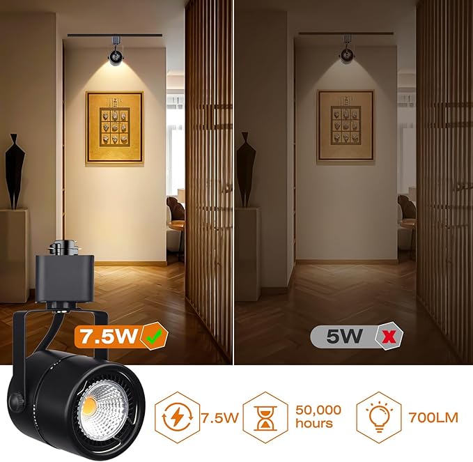 Bulb Replaceable 7.5W H Type Track Lighting Heads, Dimmable Bright 5500K Cool White, Flicker Free CRI90+ 45° LED Track Lighting Fixtures for Accent Task Wall Art Exhibition, Black 16 Pack - Aura Lighting