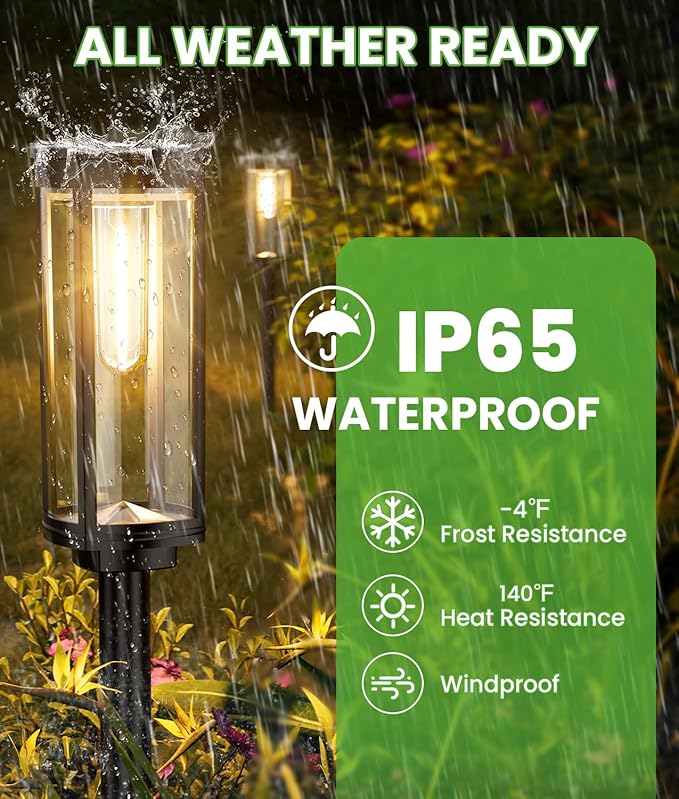 Bright Solar Lights Outdoor 6 Pack, Solar Pathway Lights Waterproof IP65, Auto On/Off Walkway Landscape Lighting, Long Lasting Outdoor Light for Walkway Landscape Path Yard Lawn Patio Decor - Aura Lighting