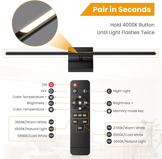 ZZXX Wall Sconce Set of 2, Wall Lights with Remote Control, Bathroom Wall Lamp for Living Room Bedroom Mirror Cabinet Porch Decor 100-240V 350°Horizontal Rotation 28 inch