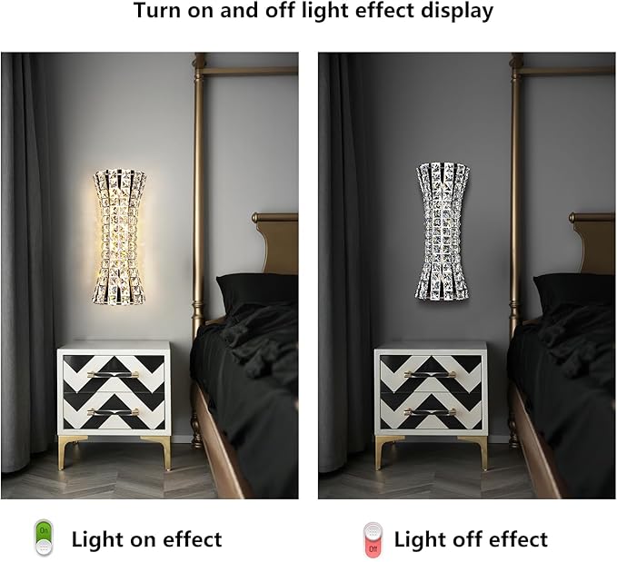 Crystal Wall Sconces,Modern Wall Light Fixtures,Luxury Indoor Chrome Wall Lamp for Living Room Bedroom Bathroom Hallway Doorway Stairway,Bedside,Tricolor Vanity Lighting Fixture - Aura Lighting