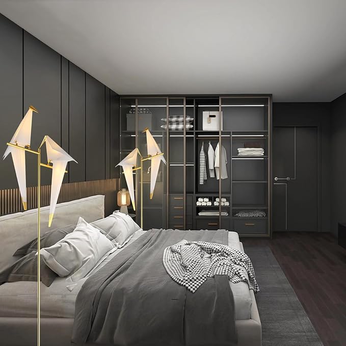 68 Inch Bird Floor Lamp, Gold Bird Lamp Swing Floor Light Fixtures, Modern LED Standing Floor Lamp for Bedroom Living Room