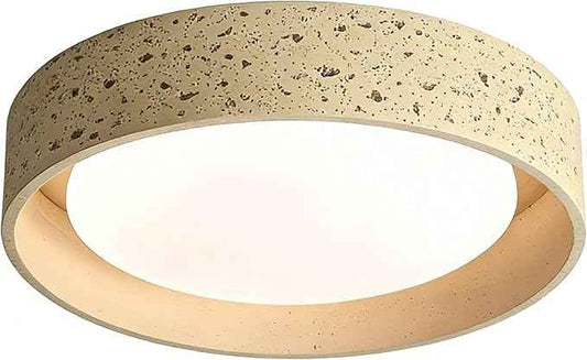Modern Wabi-Sabi Flush Mount Ceiling Light, Stone Resin Round Ceiling Lamp, Nordic Minimalist Sandstone Style Lighting Fixture for Bedroom, Living Room, Study Room, Hallway Decor(18.9" (48cm))