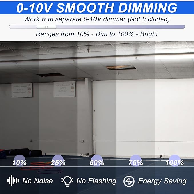 4FT LED Linear Strip Lights with Emergency Battery, 24W/32W/40W Selectable, 3CCT 3500K/4000K/5000K, Dimmable LED Shop Light, DLC ETL Listed Commercial Garage Ceiling Fixtures, AC100-277V (4 Pack)
