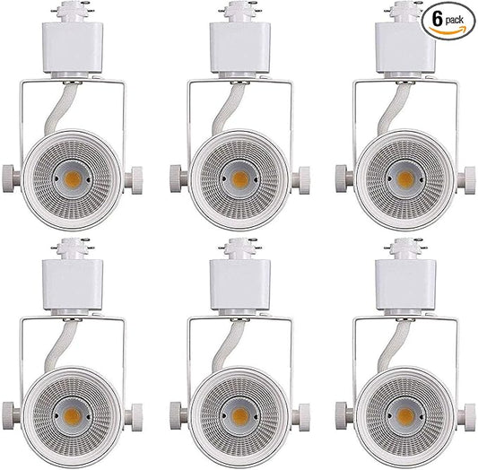 CLOUDY BAY 8W 3000K Warm White Dimmable LED Track Light Head,CRI90+ True Color Rendering Adjustable Tilt Angle Track Lighting Fixture,40° Angle for Accent Retail,White Finish,Halo Type- Pack of 6 - Aura Lighting