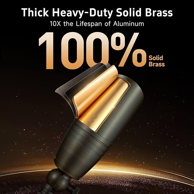 Gardenreet Low Voltage Spot Lights - Solid Brass Landscape Spotlight Wired, 12V Outdoor LED Bullet Uplights, Waterproof Electric Bronze for Patio Wall with 4000K Bright White MR16 Bulb (6 Pack) - Aura Lighting