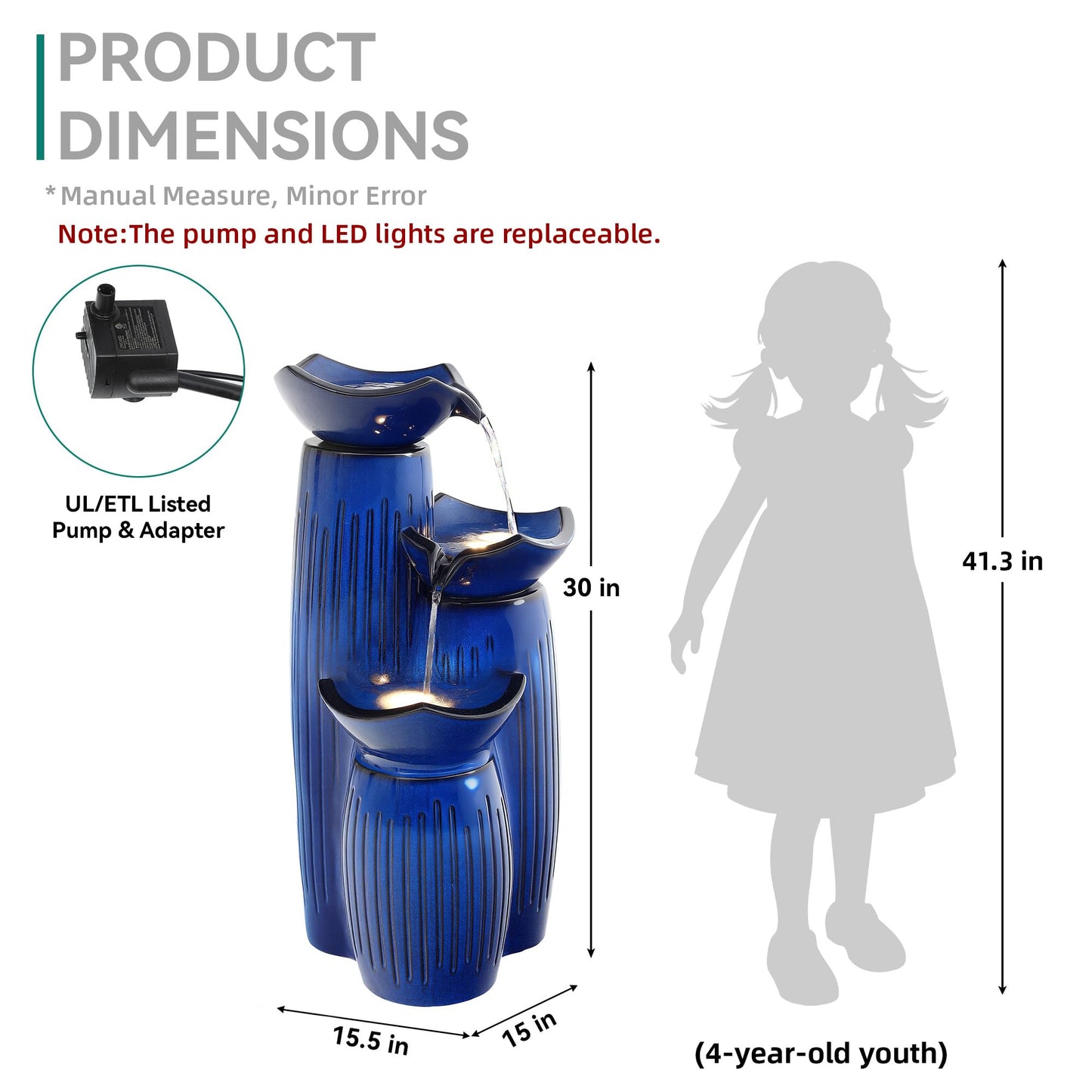 Autodaya 30" H Modern Ceramic Outdoor Water Fountain