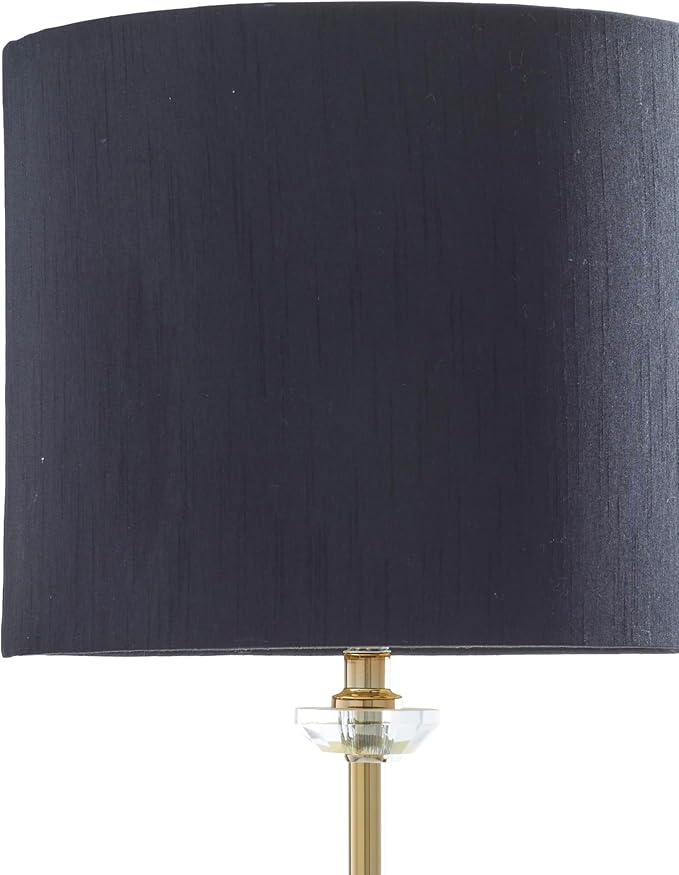 Deco 79 Metal Room Buffet Lamp Table Lamp with Black Shade and Crystal Accent, Lamp 12" x 12" x 31", Gold