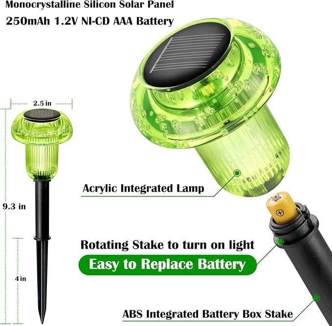 St Patricks Day Solar Lights Outdoor 8 Pack Green LED Waterproof Mushroom Outside Lights for Yard Garden Patio Pathway Walkway Landscape Saint Patricks Day Decorations