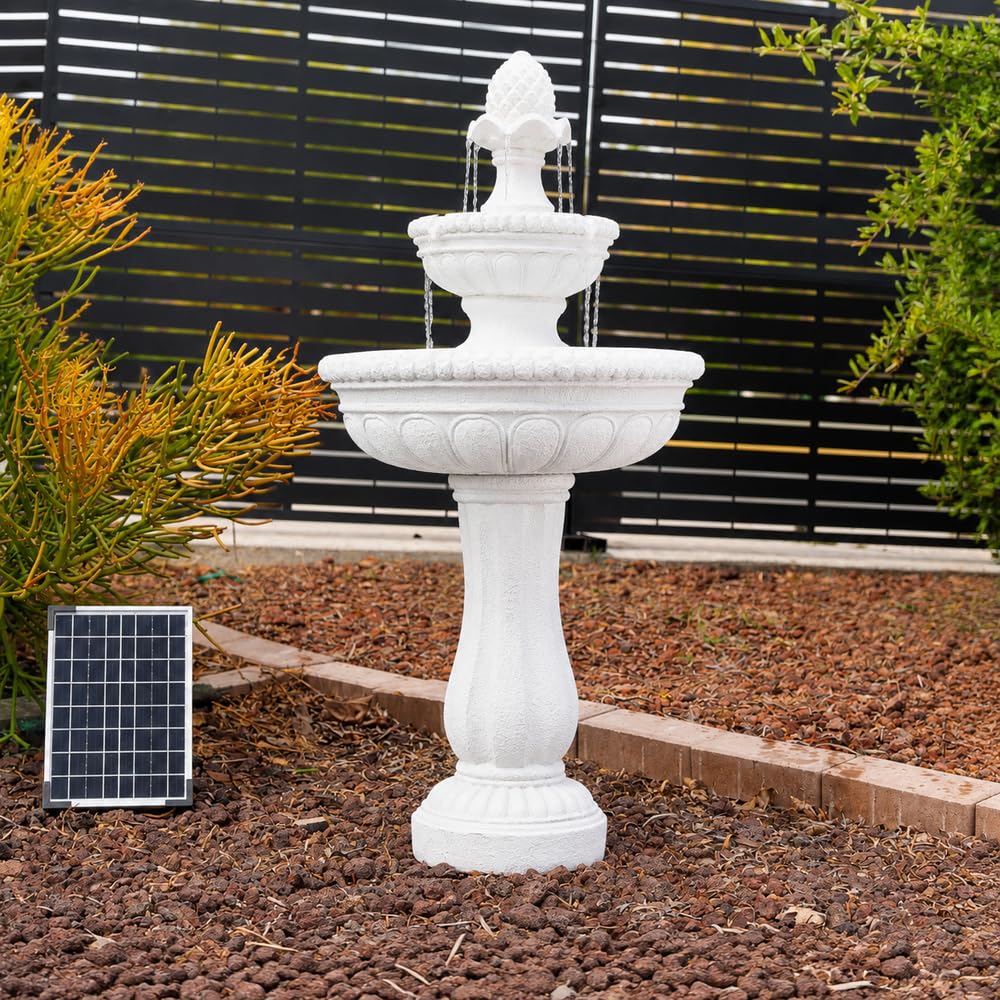 39" 2 Tier Outdoor Freestanding Solar Water Fountain