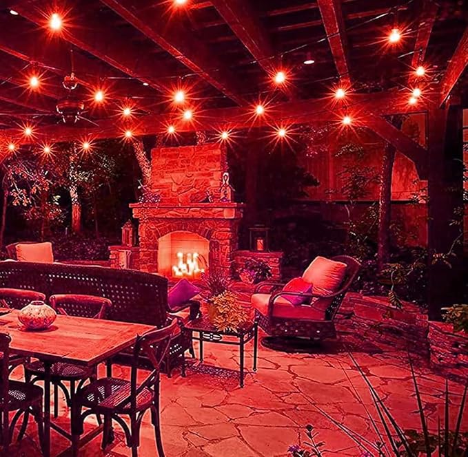 15 Pack S14 LED Bulbs Red Christmas Replacement Bulb 1W LED String Light Bulbs Vintage LED Edison Bulb E26 Base Plastic Decorative Bulb Filament String Lights for Outdoor Patio Home Decor(Red)