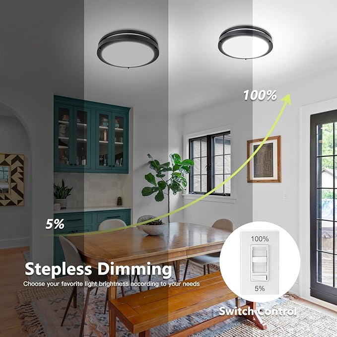 13 Inch Led Ceiling Light Fixture - 4 Pack 36W Flush Mount Ceiling Lights dimmable 3600LM 3000K/3500K/4000K/5000K/6000K Luxurious for Kitchen Hallway Stairwell Bedroom Bathroom - Aura Lighting