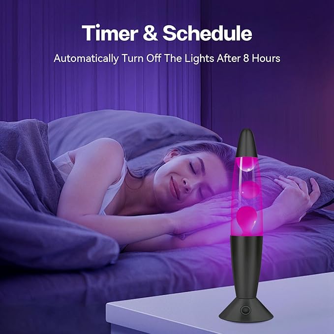 17 LED Colors Changing Magma Motion Lamp, 16" Black Liquid Light for Living Room Office Bedroom, Remote Night Light for Kids Adults, Bedside Table Lamp for Christmas Valentine's Day Gift (Pink Wax)