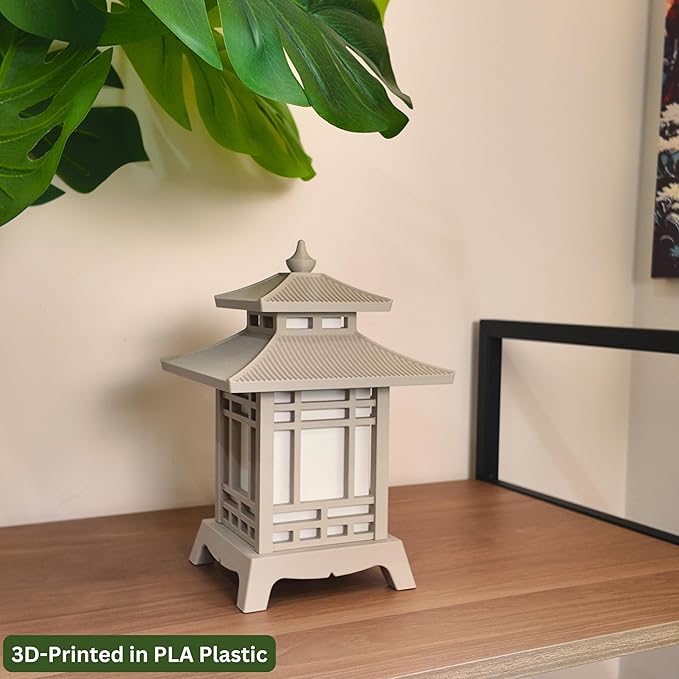 Japanese Pagoda Lantern - Exquisite Japanese Decor for Home and Room | Unique Desk Lamp and Table Lamp Design | Mini Pagoda Transforms Any Space (Ivory White (8.75in Tall))