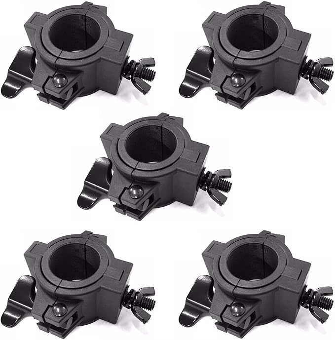 5 Pack Stage Light Clamps for DJ Lighting Products Par Light Plastic O Clamp Fits Size Pipe Diameter: 1.5" and 2" - Aura Lighting