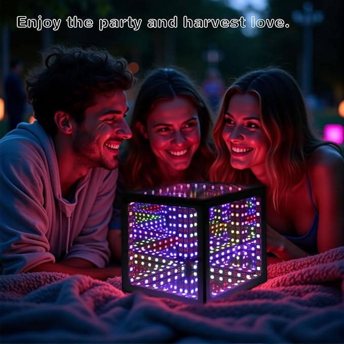 Infinity Hyper Cube LED Light LED Controller with Stand, Controller & Sound & App Reactive Table Lamp - Cool & Creative Multicolor Decorative Mirror Art Desk Night Light (8.2 Inches)