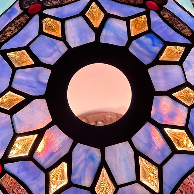 Capulina Tiffany Lamp Shade 12 Inches Wide Accessories Replacement Light Blue Style Stained Glass Lampshade for Torchiere Floor Lamp and Pendant Light