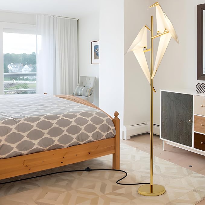 68 Inch Bird Floor Lamp, Gold Bird Lamp Swing Floor Light Fixtures, Modern LED Standing Floor Lamp for Bedroom Living Room