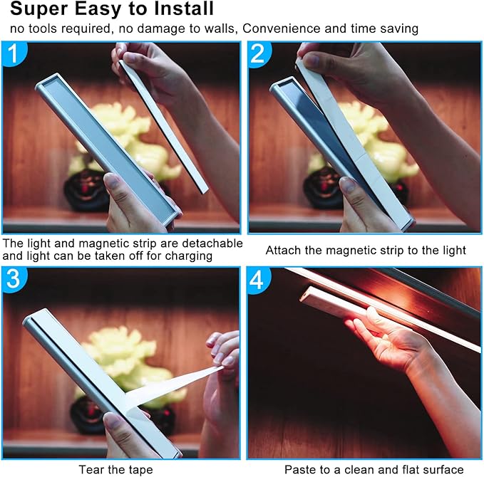 LED Under Cabinet Lighting Wireless, Dimmable LED Closet Light Rechargeable, Remote Control Kitchen Counter Lighting 15 Color Changing RGB Bar Perfect for Bedroom Indoor Pantry Shelf, 6 Pack