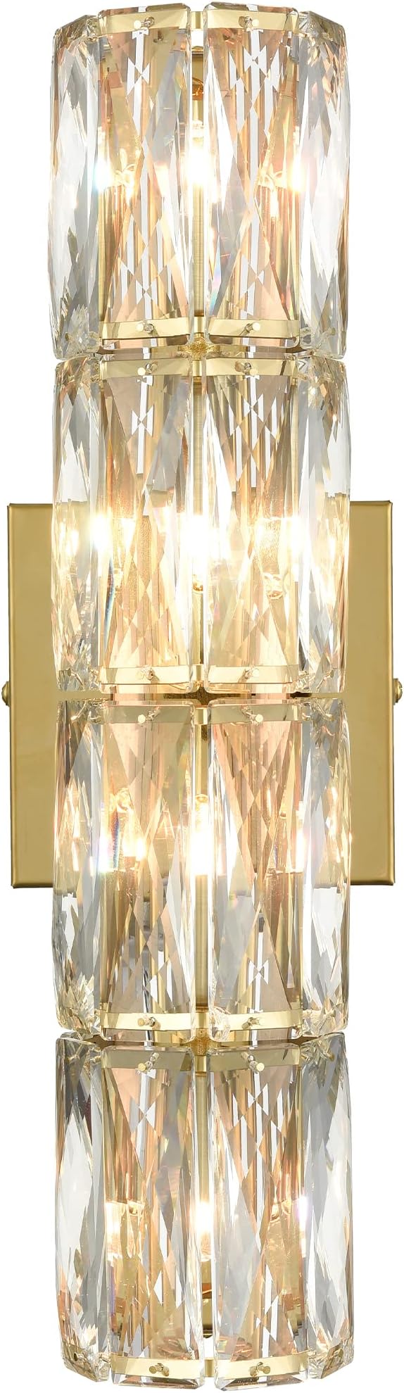 SAMTEEN Gold Wall Sconce Modern Crystal Sconces Wall Lighting 4-Light Bathroom Wall Mount Light Crystal Vanity Light Fixture for Bedroom Hallway Living Room - Aura Lighting